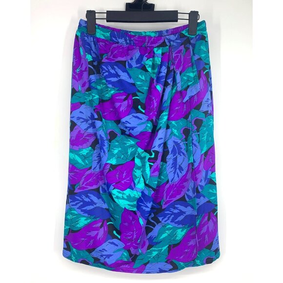 Jantzen Skirt Wrap Blue Floral Print Pull On Vintage Swimwear - Picture 1 of 8